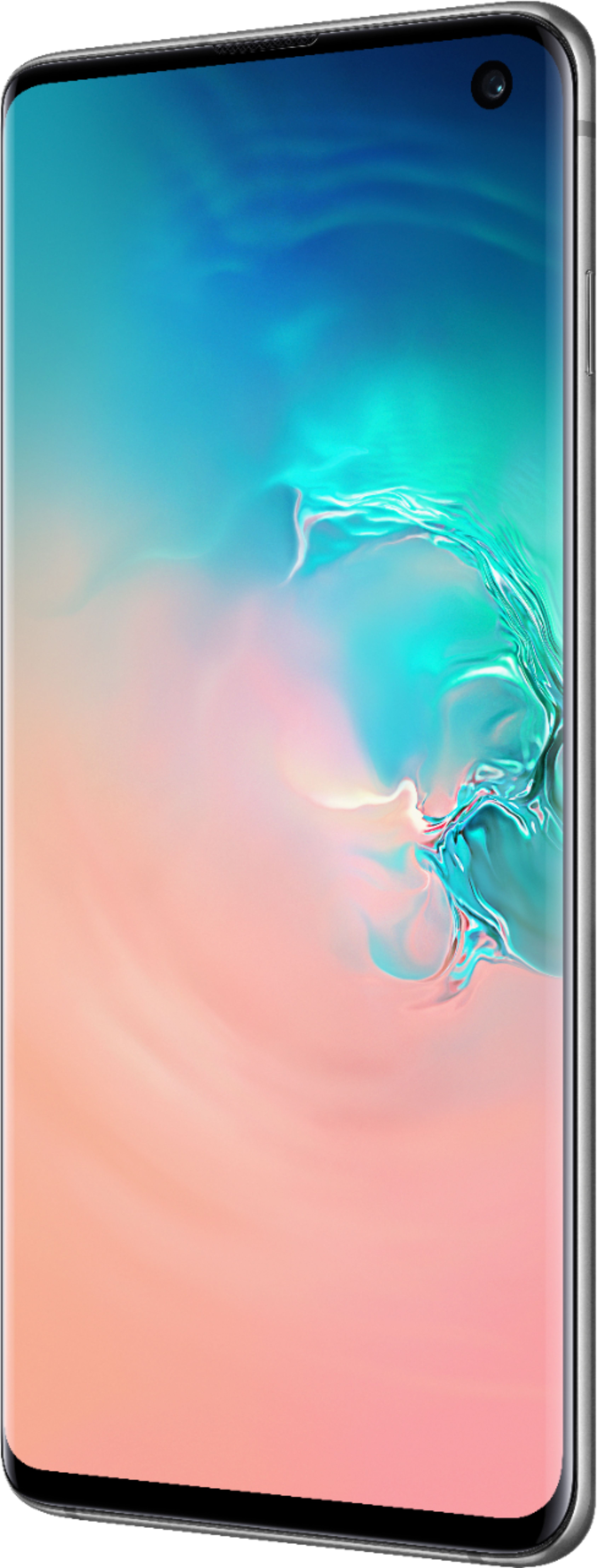 Left. Samsung - Geek Squad Certified Refurbished Galaxy S10 with 512GB Memory Cell Phone (Unlocked) Prism - White.