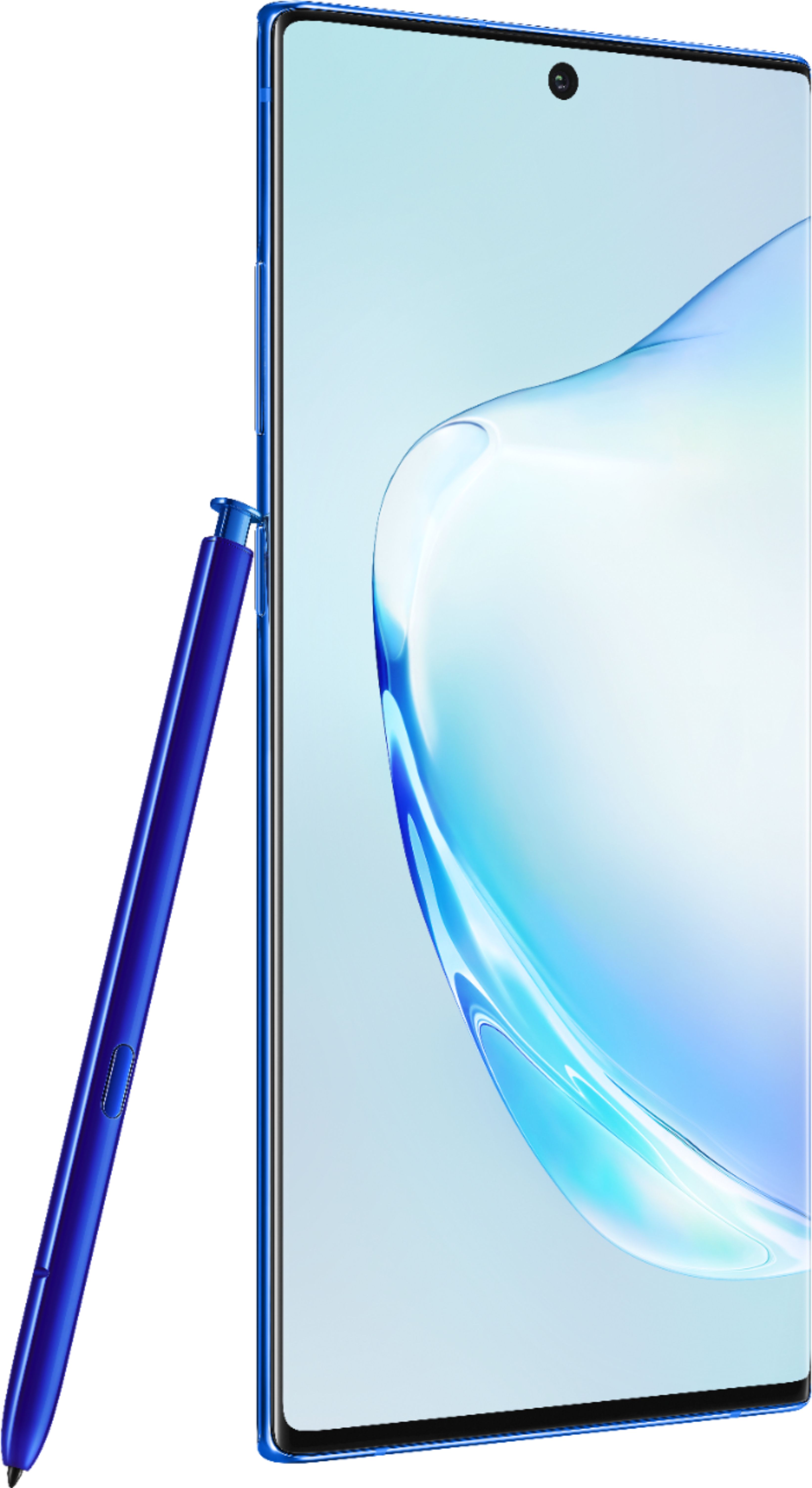 Angle View: Samsung - Geek Squad Certified Refurbished Galaxy Note10+ with 256GB Memory Cell Phone (Unlocked) - Aura Blue