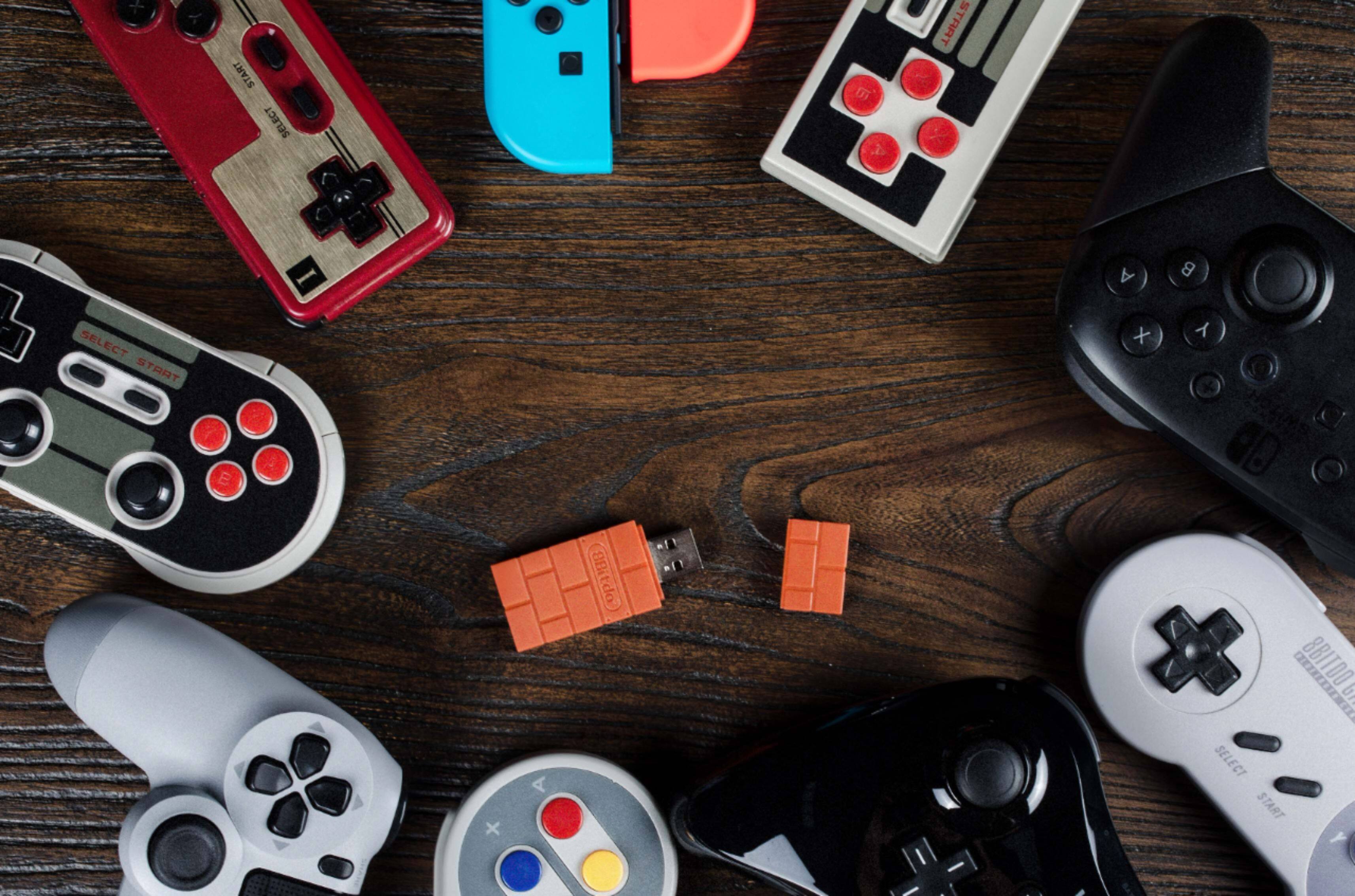 Alt View 18. 8BitDo - Wireless USB Adapter for Most Gaming Controllers - Brick Red.