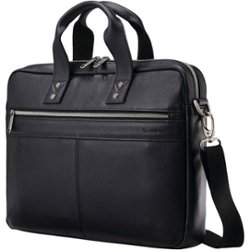 Samsonite - Classic Leather Slim Brief for 15.6" Laptop - Black - Front_Zoom