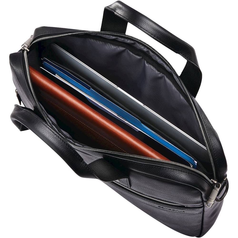 Alt View 1. Samsonite - Classic Leather Slim Brief for 15.6" Laptop - Black.