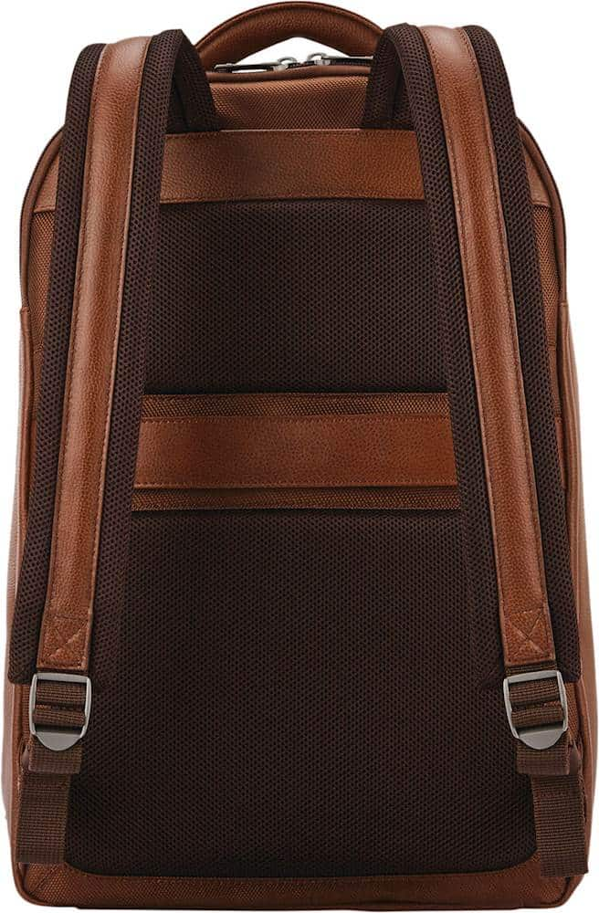 Back View: Samsonite - Classic Leather Backpack for 15.6" Laptop - Cognac