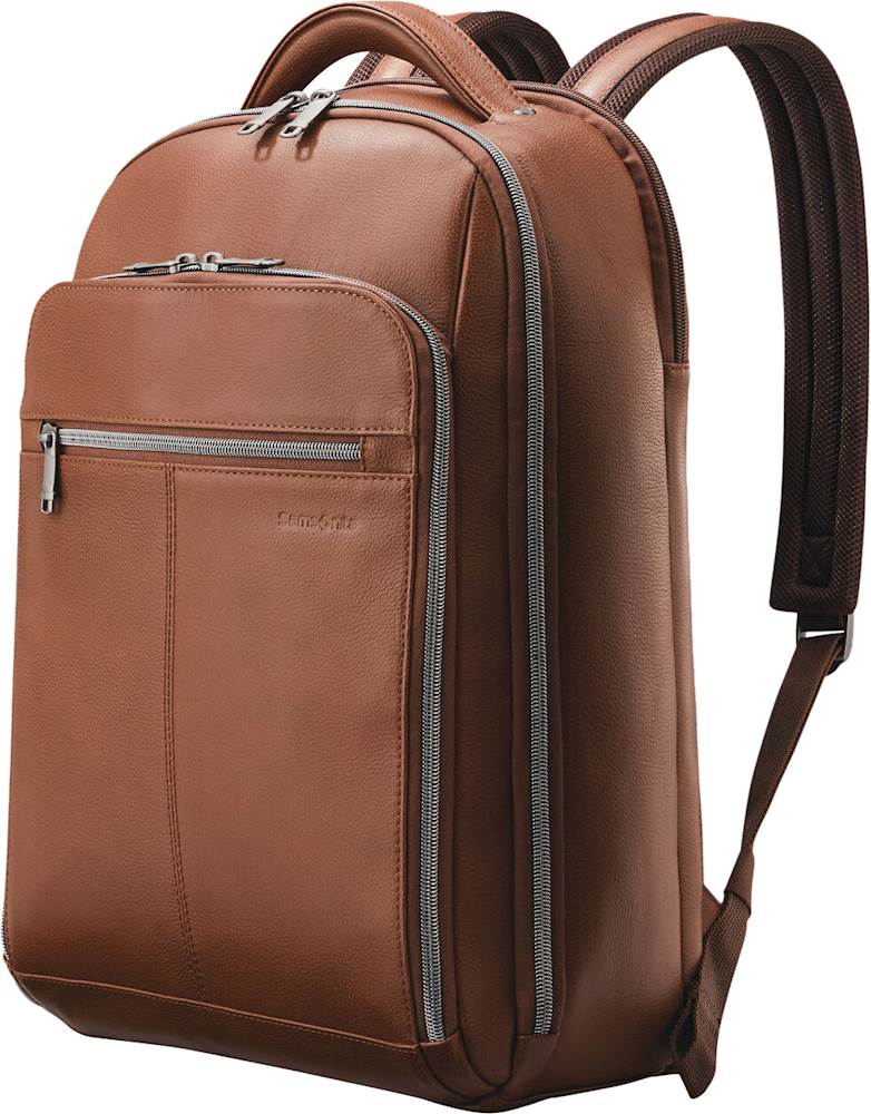 Samsonite Classic Leather Backpack for 15.6&quot; Laptop Cognac 126037-1221 - Best Buy