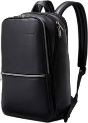 Samsonite - Classic Leather Slim Backpack for 14.1" Laptop - Black - Front_Zoom