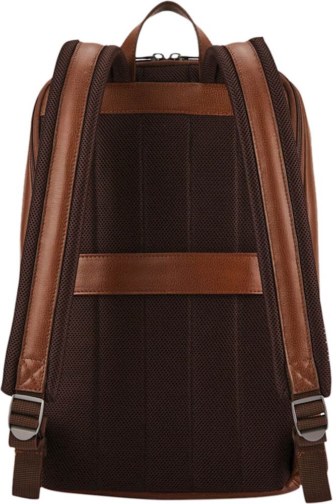Back View: Samsonite - Classic Leather Slim Backpack for 14.1" Laptop - Cognac