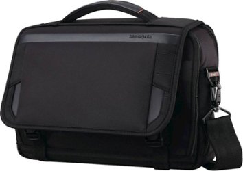 Samsonite - Pro Slim Messenger Shoulder Bag for 13" Laptop - Black - Front_Zoom