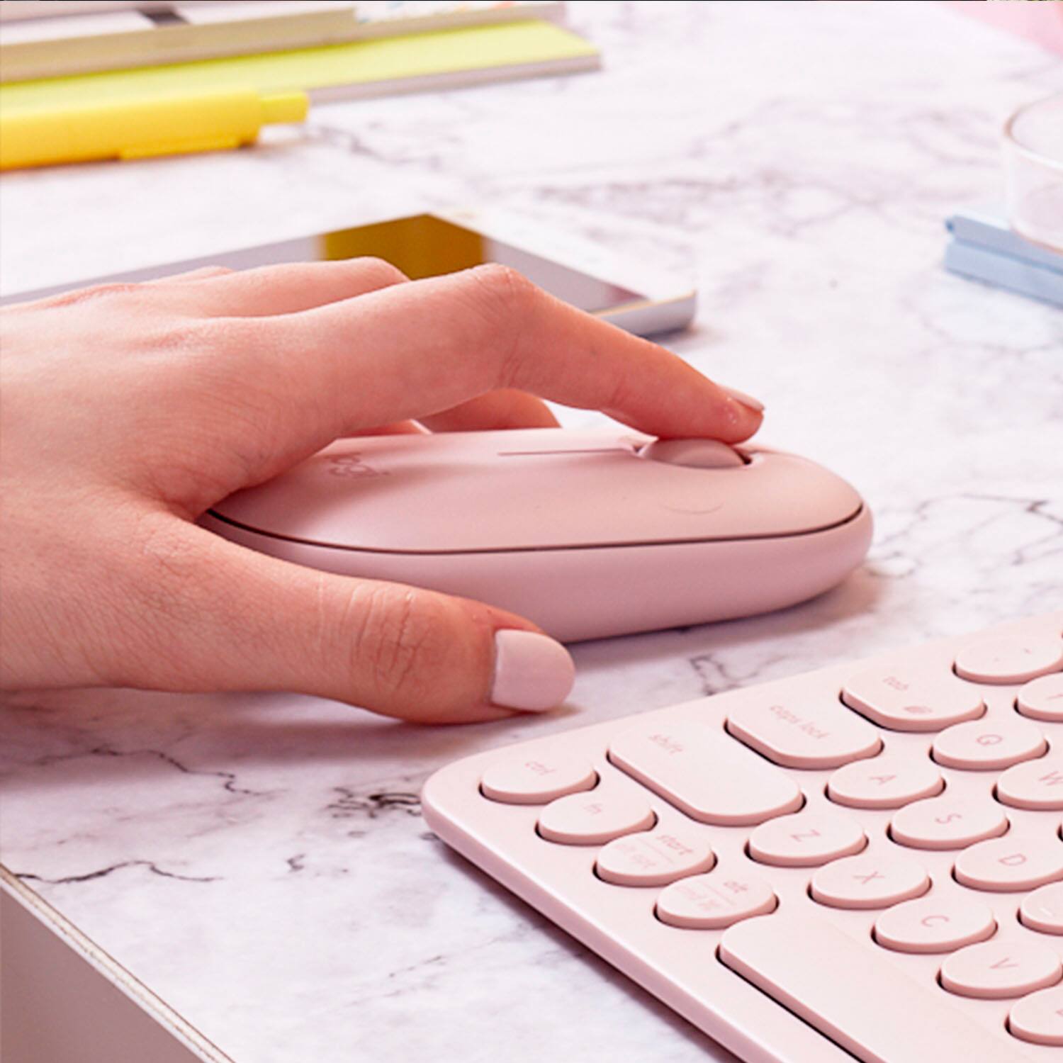 Alt View 12. Logitech - Pebble M350 Wireless Optical Ambidextrous Mouse with Silent Click - Rose.