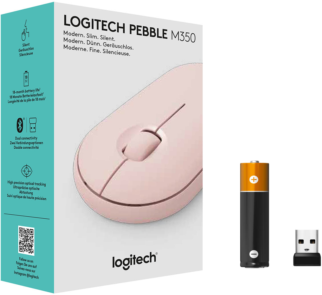 Afstudeeralbum analoog tobben Logitech Pebble M350 Wireless Optical Ambidextrous Mouse with Silent Click  Rose 910-005769 - Best Buy