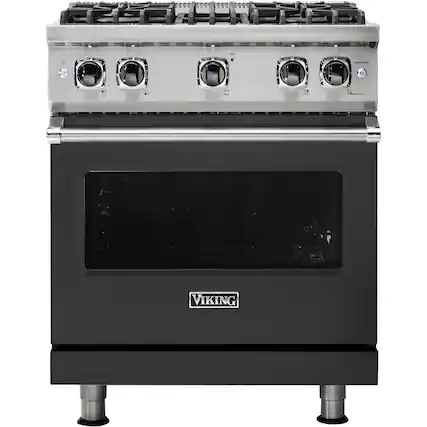 Front. Viking - Professional 5 Series 4.0 Cu. Ft. Freestanding Gas Convection Range - Cast Black.