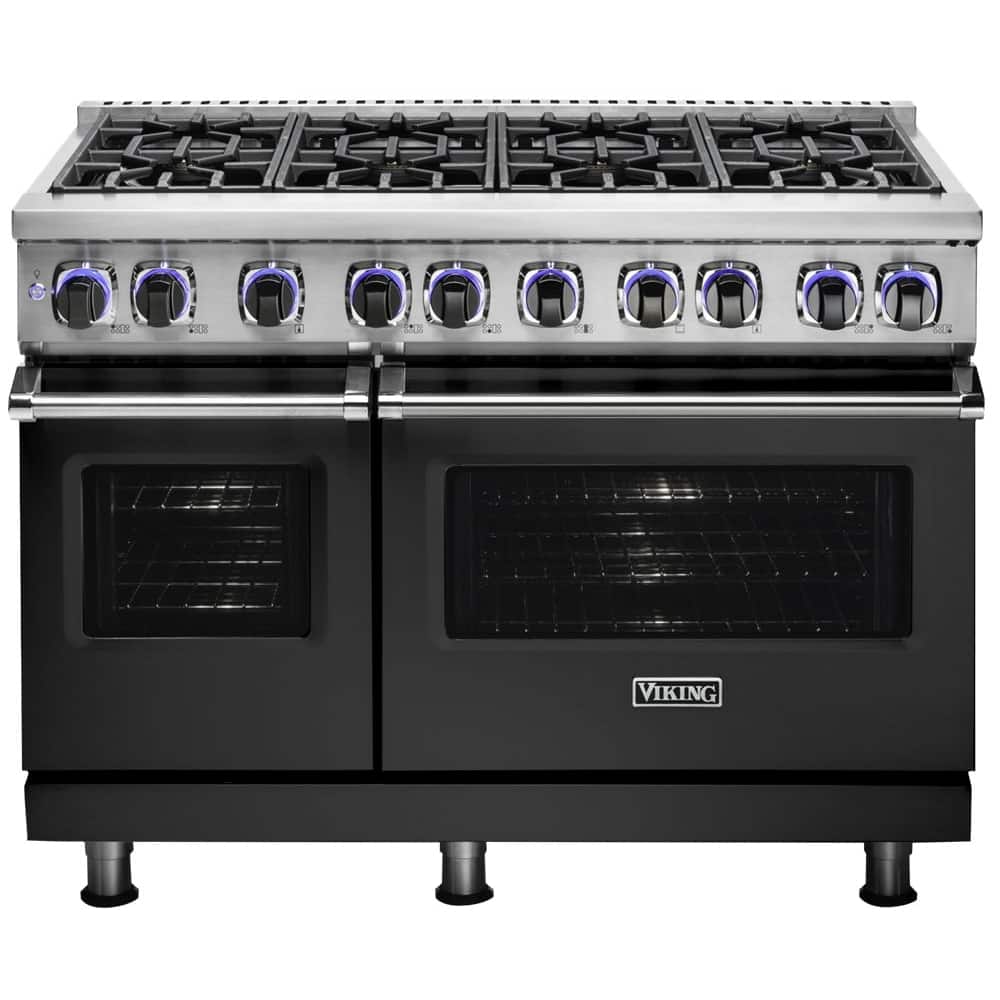 Front. Viking - VGR Freestanding 7-Series Gas 48"W Range - Cast Black.