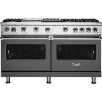 Viking - Professional 5 Series Freestanding Double Oven Gas Convection Range - Damascus Gray - Front_Zoom