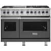 Front. Viking - VGR Freestanding 7-Series Gas 48"W Range - Damascus Gray.