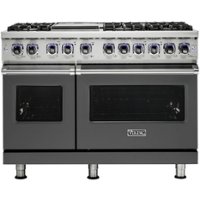 Viking - Professional 7 Series Freestanding Double Oven Gas Convection Range - Damascus gray - Front_Zoom