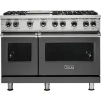 Viking - Professional 5 Series Freestanding Double Oven Gas Convection Range - Damascus Gray - Front_Zoom