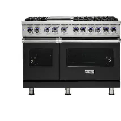 Front. Viking - VGR Freestanding 7-Series Gas 48"W Range - Cast Black.