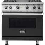 Viking - Professional 5 Series 5.1 Cu. Ft. Freestanding Gas Convection Range - Cast Black - Front_Standard