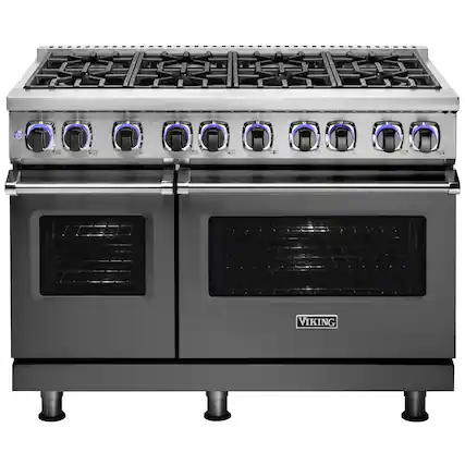 Front. Viking - VGR Freestanding 7-Series Gas 48"W Range - Damascus Gray.