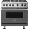 Front. Viking - Professional 5 Series 5.1 Cu. Ft. Freestanding LP Gas Convection Range - Damascus Gray.