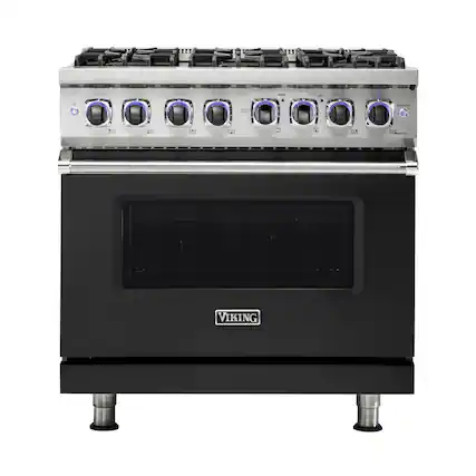 Front. Viking - VGR Freestanding 7-Series Gas 36"W Range - Cast Black.
