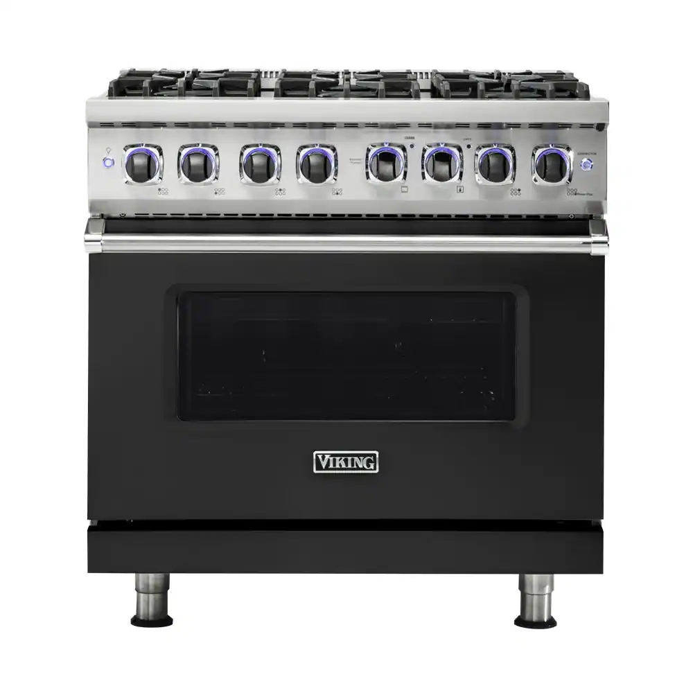 Viking - VGR Freestanding 7-Series Gas 36"W Range - Cast Black