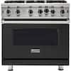 Front. Viking - Professional 5 Series 5.1 Cu. Ft. Freestanding Gas Convection Range - Cast Black.