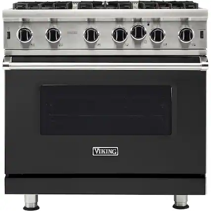 Front. Viking - Professional 5 Series 5.1 Cu. Ft. Freestanding Gas Convection Range - Cast Black.