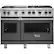Front. Viking - Professional 5 Series 6.1 Cu. Ft. Freestanding Double Oven LP Gas Convection Range - Damascus Gray.