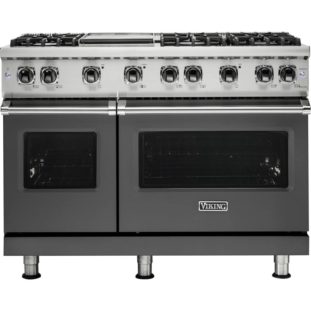 Viking - Professional 5 Series 6.1 Cu. Ft. Freestanding Double Oven LP Gas Convection Range - Damascus Gray