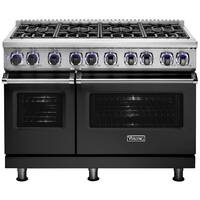 Viking - Professional 7 Series Freestanding Double Oven Gas Convection Range - Cast Black - Front_Zoom