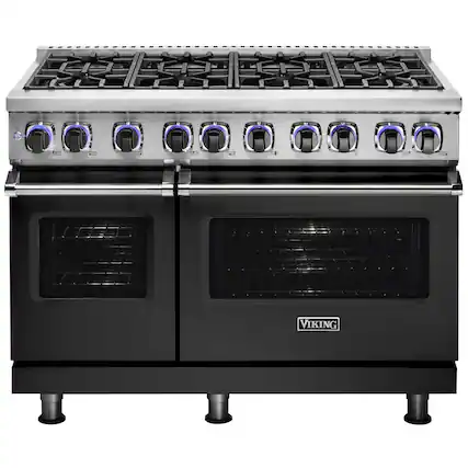 Front. Viking - VGR Freestanding 7-Series Gas 48"W Range - Cast Black.