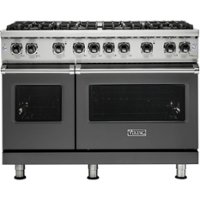 Viking - Professional 5 Series Freestanding Double Oven Gas Convection Range - Damascus Gray - Front_Zoom