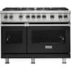 Front. Viking - Professional 5 Series Freestanding Double Oven Gas Convection Range - Cast Black.