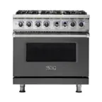 Front. Viking - VGR Freestanding 7-Series Gas 36"W Range - Damascus Gray.
