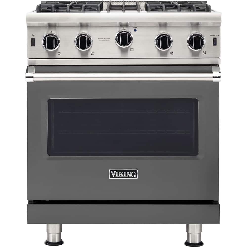 Front. Viking - Professional 5 Series 4.0 Cu. Ft. Freestanding Gas Convection Range - Damascus Gray.