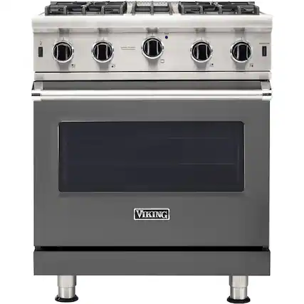 Front. Viking - Professional 5 Series 4.0 Cu. Ft. Freestanding Gas Convection Range - Damascus Gray.