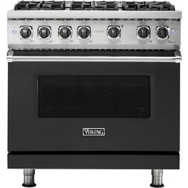 Viking - 36"W./24"D. 5.1 Cu. Ft. Gas Sealed Burner Range-6 Burners-Cast Black - Cast Black