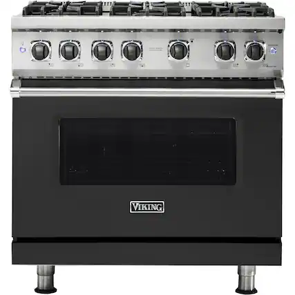 Front. Viking - Professional 5 Series 5.1 Cu. Ft. Freestanding Gas Convection Range - Cast Black.