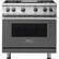 Front. Viking - Professional 5 Series 5.1 Cu. Ft. Freestanding Gas Convection Range - Damascus Gray.