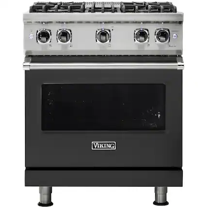 Front. Viking - Professional 5 Series 4.0 Cu. Ft. Freestanding LP Gas Convection Range - Cast Black.