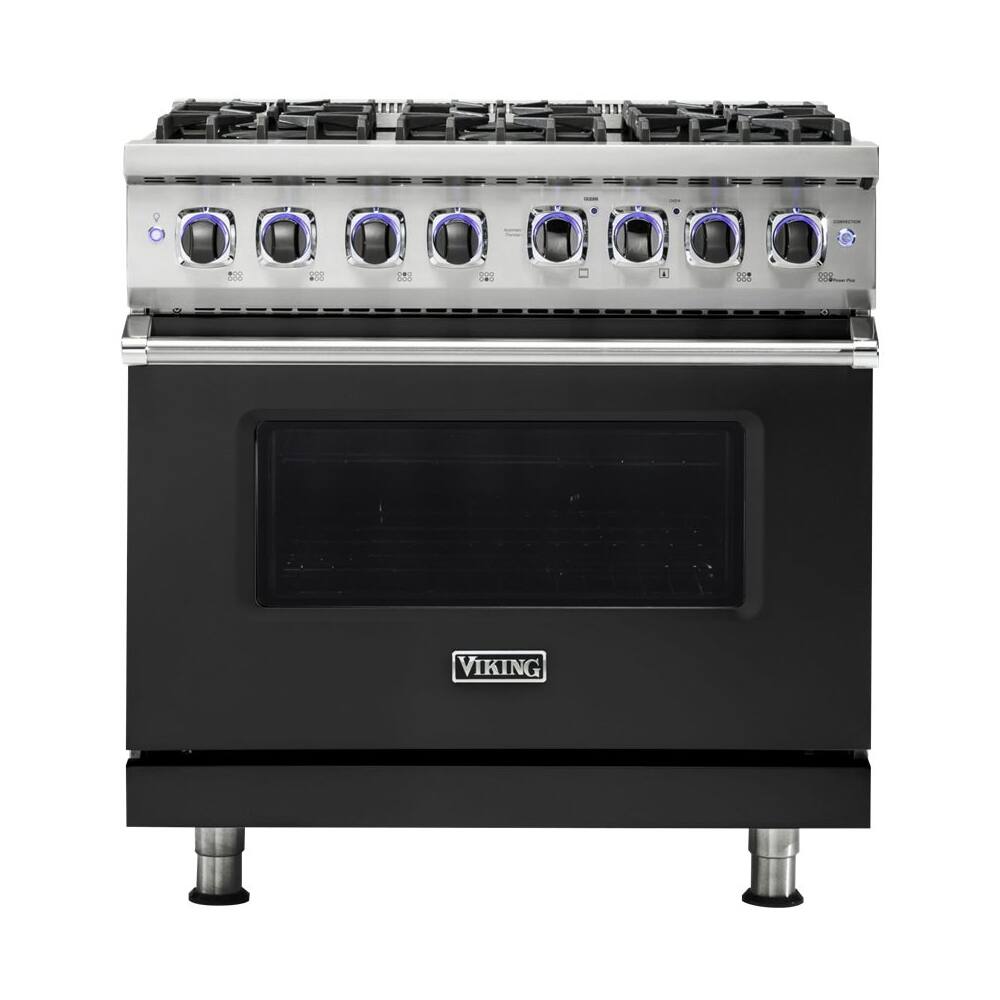 Viking - VGR Freestanding 7-Series Gas 36"W Range - Cast Black - Front_Zoom