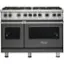 Front. Viking - Professional 5 Series 6.1 Cu. Ft.  Freestanding Double Oven LP Gas Convection Range - Damascus Gray.