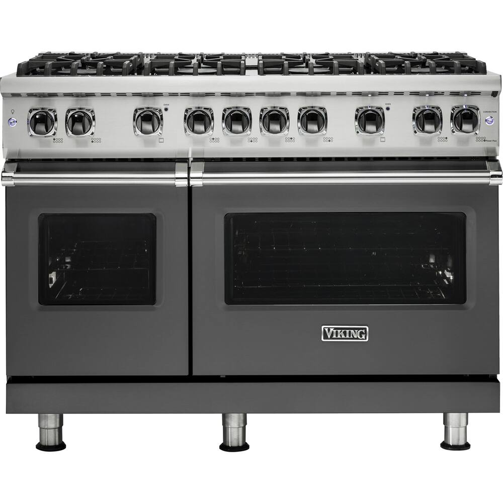 Viking - Professional 5 Series 6.1 Cu. Ft. Freestanding Double Oven LP Gas Convection Range - Damascus Gray
