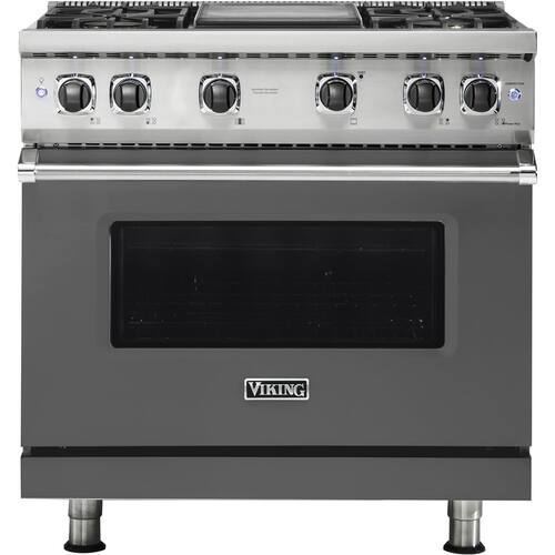 Viking - Professional 5 Series 5.1 Cu. Ft. Freestanding LP Gas Convection Range - Damascus Gray