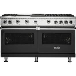 Viking - Professional 5 Series 8 Cu. Ft. Freestanding Double Oven LP Gas Convection Range - Cast Black