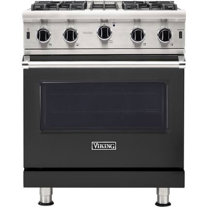 Front. Viking - Professional 5 Series 4.0 Cu. Ft. Freestanding Gas Convection Range - Cast Black.