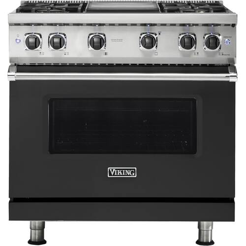 Viking - Professional 5 Series 5.1 Cu. Ft. Freestanding LP Gas Convection Range - Cast Black