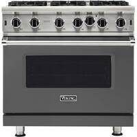 Viking - Professional 5 Series 5.1 Cu. Ft. Freestanding LP Gas Convection Range - Damascus Gray - Front_Zoom