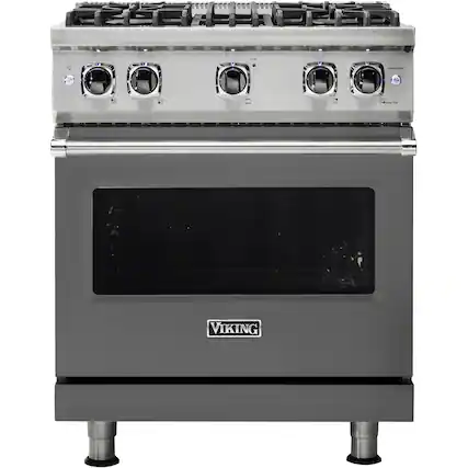 Front. Viking - Professional 5 Series 4.0 Cu. Ft. Freestanding Gas Convection Range - Damascus Gray.