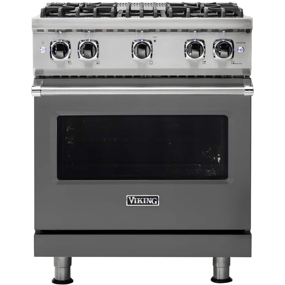 Front. Viking - Professional 5 Series 4.0 Cu. Ft. Freestanding LP Gas Convection Range - Damascus Gray.