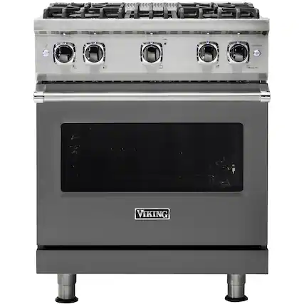 Front. Viking - Professional 5 Series 4.0 Cu. Ft. Freestanding LP Gas Convection Range - Damascus Gray.